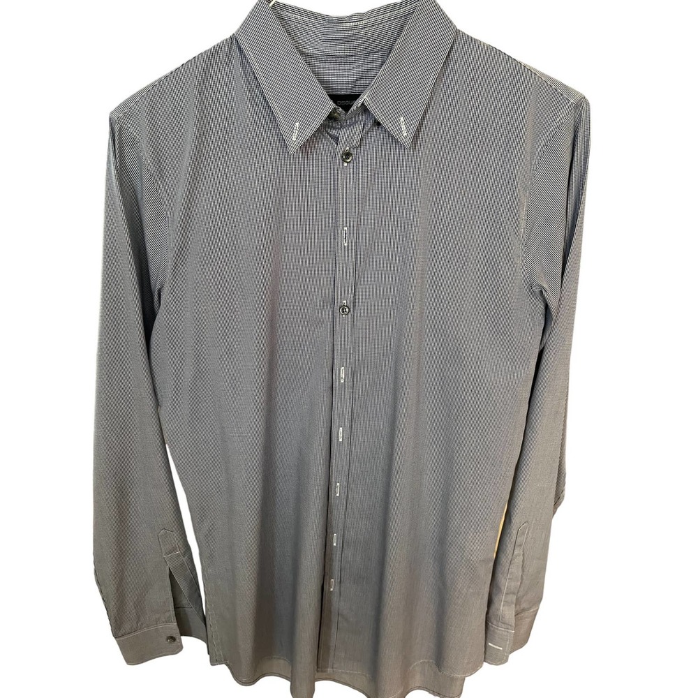 Dsquared2 Men's Houndstooth Long Sleeve Button-Up Shirt Black White Size 50